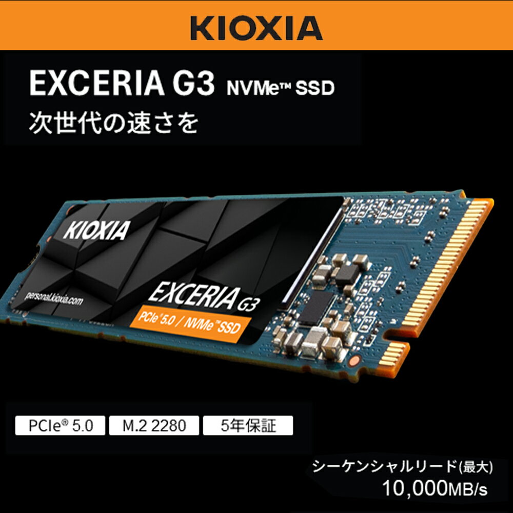 【ふるさと納税】キオクシア（KIOXIA）PCIe🄬 Gen5x4 内蔵SSD EXCERIA G3 NVMe M.2 Type2280 / 1TB 2TB エクセリア フラッシュメモリ メモリ ゲーミング アプリケーション作業 CG制作 クリエイター 高性能 高パフォーマンス三重 四日市 四日市市ふるさと納税