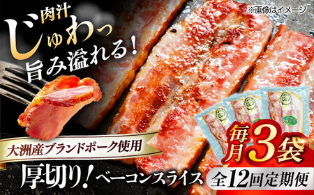ベーコン【全12回定期便】スライス 120g×3個  ベーコン[AGAZ027]