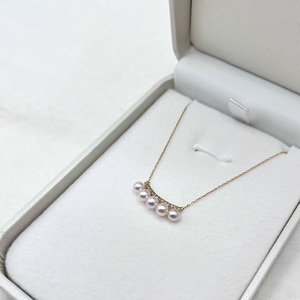 1888 K18YGダイヤモンド0.07ct アコヤ真珠ペンダント3.5mmUP　真珠　ネックレス　ペンダント　アコヤ真珠　アコヤ貝　伊勢志摩　冠婚葬祭　結婚式　入学式　ギフト　贈り物　アクセサリー　