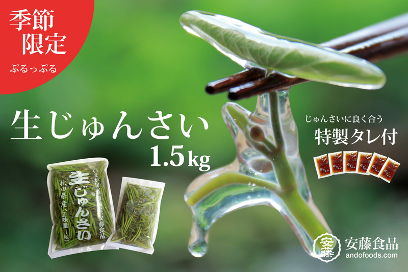 
                  生じゅんさい1.5kg ゆずタレ6個 《冷蔵》（2027年5月上旬頃～7月下旬までに発送予定） 令和9年産 2027年産 先行受付  秋田県産 三種町産
                