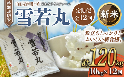 【令和8年産 新米 先行予約】 【金賞受賞農家】 《定期便12回》 特別栽培米 雪若丸 計10kg(5kg×2袋)×12か月 《令和8年9月下旬～発送》 『あおきライスファーム』 [2668-R8]