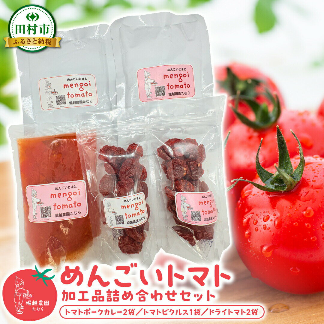 【ふるさと納税】 【先行予約】めんごいトマト加工品セット 5点 2026年4月以降お届け トマトカレー ドライトマト トマトピクルス めんごいとまとたむら アイメック栽培 トマト 加工品 詰め合わせ 福島県 田村市 堀越農園