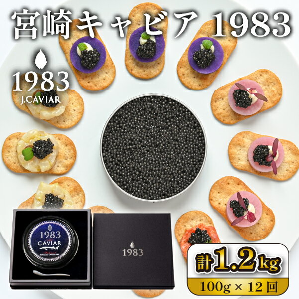 【ふるさと納税】＜定期便・全12回＞【国際線ファーストクラス採用】宮崎キャビア1983 100g×12回 キャビア 定期便 チョウザメの卵 チョウザメ 魚介 魚卵 おつまみ ふるさと 人気 おすすめ 贈答 ギフト お裾分け プレゼント 宮崎県 小林市 送料無料