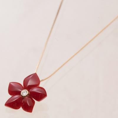 ふるさと納税 室戸市 【高品質】赤サンゴの花型ペンダント |  | 02