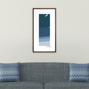 【絵画】 和紙アート 「藍色の海辺」 額装サイズ 300mmx600mm 阿波紙 【 ピエゾグラフ 和紙 額入り 額縁付 アート インテリア 現代版画 絵画 版画 贈り物 贈答 プレゼント ギフト 綾