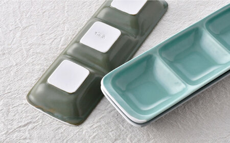 【波佐見焼】3つ盛り皿 3枚セット 青磁・カーキ・グレー マットカラー 仕切り皿【大新窯】[DC171]