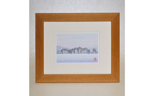 「綿雪の調べ（インチ）」【 版画 額付 小川手漉和紙 小暮真望 東松山 埼玉県 】
