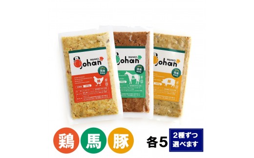 
                  わんこのごはん 2種各5個 合計140g×10個 wankonogohan（鶏・豚・馬から組み合わせを選べます）
                