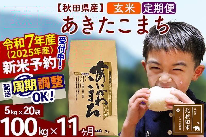 
            ※令和7年産 新米予約※《定期便11ヶ月》秋田県産 あきたこまち 100kg【玄米】(5kg小分け袋) 2025年産 お届け周期調整可能 隔月に調整OK お米 藤岡農産
          