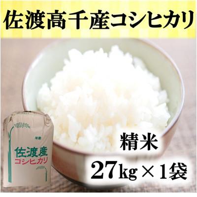 ふるさと納税 佐渡市 【令和7年産】佐渡高千産コシヒカリ　精米27kg×1袋