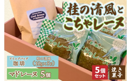 珈琲とこちゃレーヌ5個【桂の清風(ドリップバッグ)】 マドレーヌ 焼き菓子 焼菓子 洋菓子 お菓子 スイーツ デザート 個包装 セット 珈琲豆 コーヒー豆 珈琲 ブレンド 自家焙煎 特産品 ご当地 地元 お取り寄せ 茨城県 城里町 (AF141)