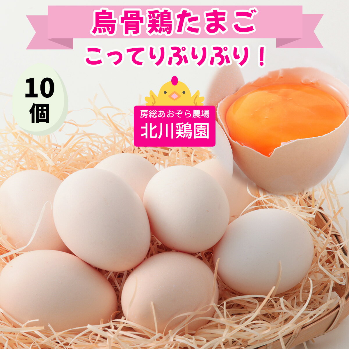 【ふるさと納税】烏骨鶏 たまご 10個『北川鶏園 房総のあおぞら農場』｜卵 玉子 タマゴ ブランドたまご 産みたて 新鮮 プレミアム うこっけい [0249]