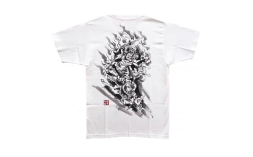 手描きTシャツ 仏画 大威徳明王 白 (半袖 Sサイズ)【1615019】