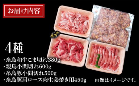 【全12回定期便】牛肉 豚肉 鶏肉 日常使いの精肉セット 1,930g 4~5人前 4種《糸島》【糸島ミートデリ工房】[ACA199] 糸島 和牛 牛肉 豚肉 鶏肉 BBQ 焼肉 肉 牛 豚 鶏 普段