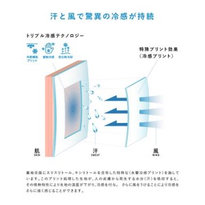 【VIVAネットワーク】 汗と風で驚異の冷感が持続する 『氷撃』クーリングウェア・ギア 冷感シャツ 黒（BLACK）半袖クルーネック（サイズ：110）