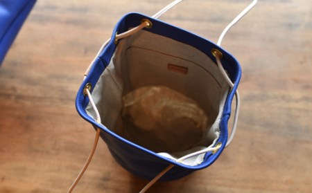 BB003-2　竹と牛革の巾着カゴバッグ　ピンクベージュ