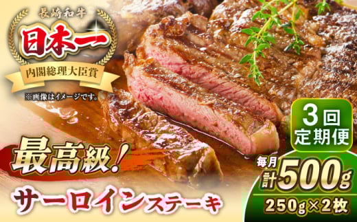 【全3回定期便】長崎和牛 サーロイン ステーキ 250g×2 《壱岐市》【KRAZY MEAT】 A5 A4 冷凍 和牛 肉 牛肉 BBQ [JER121]