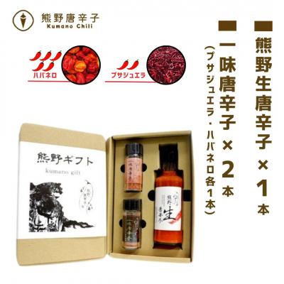 ふるさと納税 熊野市 【テレビで紹介されました】熊野唐辛子ギフト6(一味唐辛子(プサジュエラ・ハバネロ)+生唐辛子)