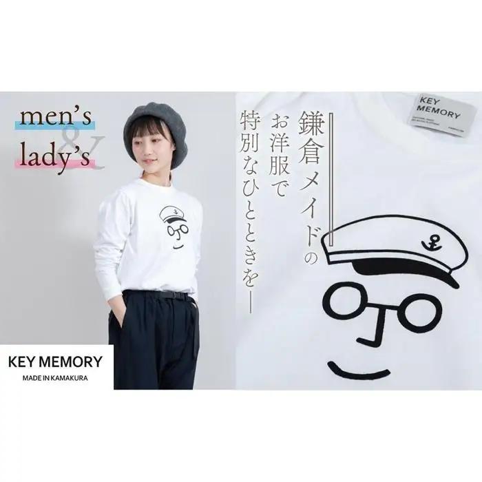 《3》【KEYMEMORY　鎌倉】セーラー帽イラストロングTシャツ　WHITE