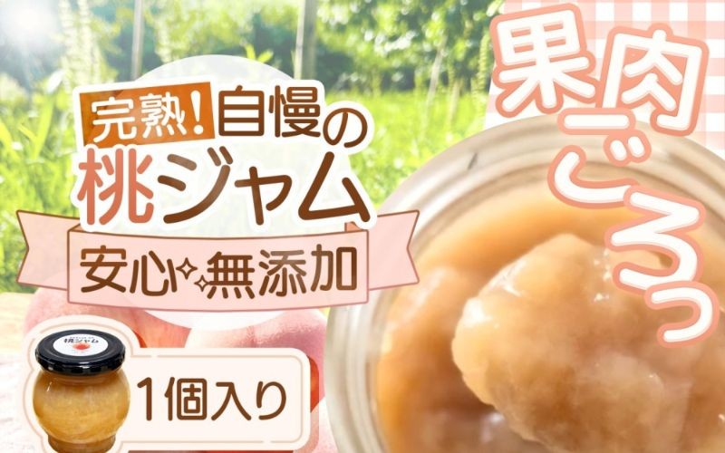 
                  農家のこだわり桃ジャム<瓶タイプ> ～果肉ゴロっと贅沢仕上げ～　1個入り / あおぞらふぁーむ 桃 完熟 ジャム 無添加 かつらぎ町 高野山麓 和歌山県【aozf003】
                