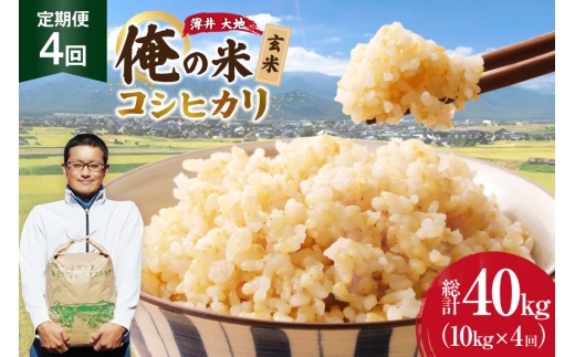 【俺の米】 米 定期便 4回 令和8年 コシヒカリ 玄米 10kg 計 40kg [薄井 大地 長野県 池田町 48110948] お米 おこめ こめ コメ ご飯 ごはん 定期 4ヶ月  おにぎり こしひかり 美味しい もっちり 甘い 農家 直送 10キロ 40キロ 令和8年産 先行予約 新米 ふるさと納税