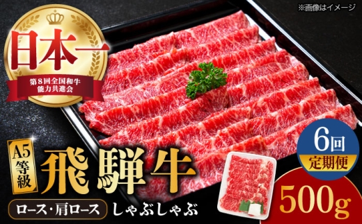【6回定期便】【飛騨牛 しゃぶしゃぶ用】A5等級 ロース / 肩ロース 500g 和牛 ブランド牛 国産 牛肉 多治見市 / 渡辺精肉店 [TAZ025]