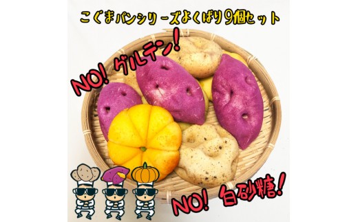 【江南スタイル】こぐまパンシリーズよくばり9個セット ｜サツマイモパン ジャガイモパン　カボチャパン コグマパン カムジャパン ホバクパン 手作り 菓子パン 冷凍パン おやつ 詰め合わせ 個包装 栃木市 栃木県