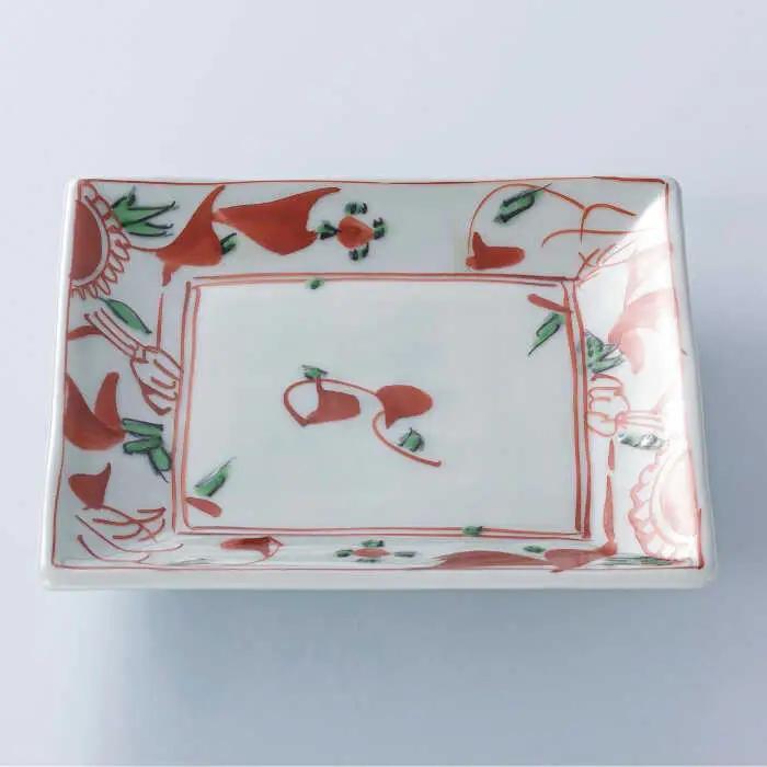 【波佐見焼】夢万歴草華紋 角皿 5客揃 食器 皿 【不二商店】 [UC19] 波佐見焼
