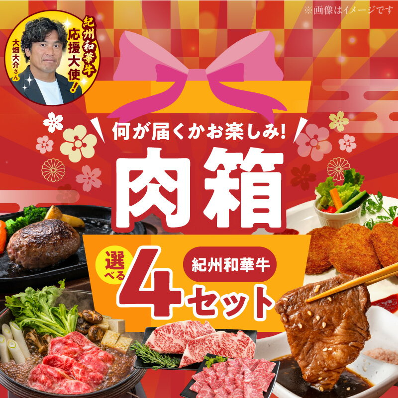 【ふるさと納税】お楽しみ 肉箱 選べる セット 内容お楽しみ 紀州和華牛 肉 濃厚 赤身 厳選 お試し ドキドキ 黒毛和牛 ハンバーグ ローストビーフ コロッケ メンチカツ 切り落とし 焼肉用 すき焼き用 しゃぶしゃぶ用 ステーキ ロース ヒレ 和歌山県 湯浅町 送料無料