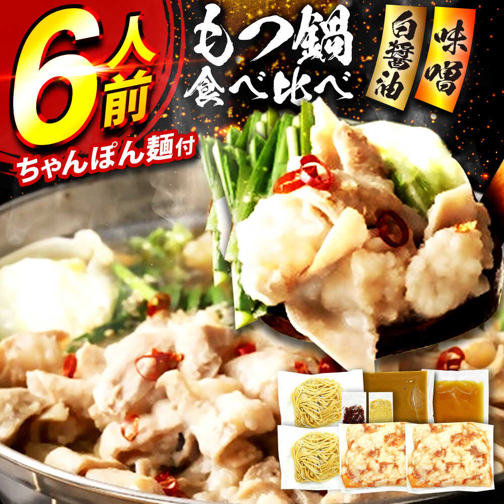 【ふるさと納税】もつ鍋食べ比べ（白醤油＆味噌）6人前セット 9千円 9000円 9,000円 広川町 / 株式会社POWER EAST CONNECTION[AFAZ054]