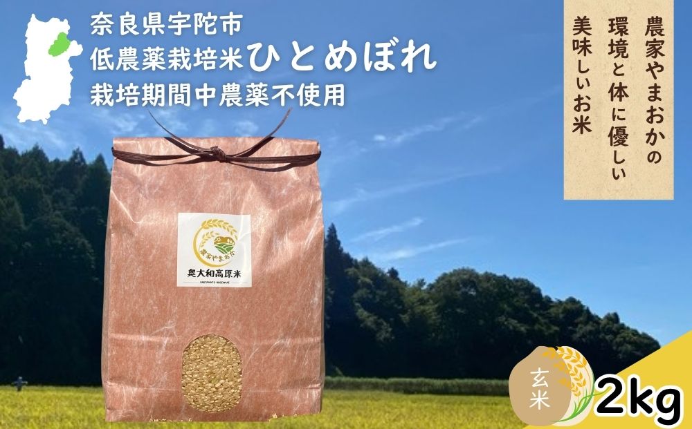 ひとめぼれ 低農薬栽培＜令和7年産 玄米 2kg ＞ / ふるさと納税 低農薬 米 お米 こめ コメ 国産 新米 玄米 一等米 農家やまおか 奈良県 宇陀市陀市 ふるさと納税