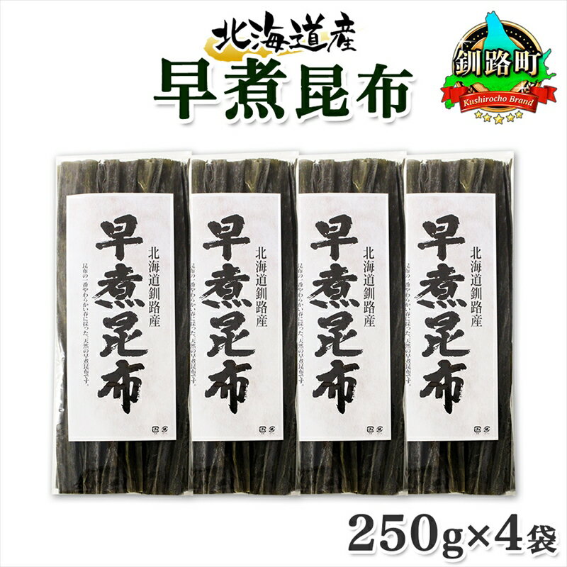 【ふるさと納税】 北海道産 昆布 早煮昆布 250g×4袋 計1kg 釧路 くしろ 釧路昆布 国産 昆布 海藻 おでん こんぶ おかず 煮物 コンブ 保存食 夕飯 昆布 ギフト 乾物 海産物 備蓄 お取り寄せ 送料無料 北連物産 きたれん 北海道 釧路町 釧路超 特産品 br02