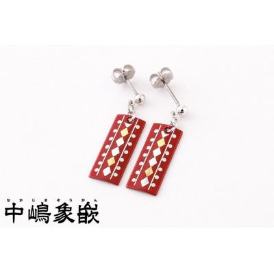 ふるさと納税 京都市 【中嶋象嵌】長四角　イヤリング〈ダイヤ〉