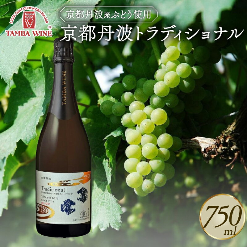 【ふるさと納税】 京都丹波 トラディショナル（Traditional） 瓶内二次発酵 750ml 1本 スパークリングワイン 白ワイン 丹波ワイン 丹波産 ぶどう プレミアム 高級 国産ワイン ワイン 国内醸造 日本ワイン ギフト 贈答 贈り物 プレゼント 記念日 お祝い お酒 酒 京都 京丹波町