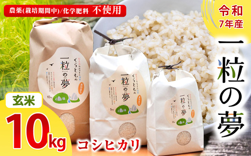 玄米 コシヒカリ 10kg 農薬 ( 栽培期間中不使用 )・ 化学肥料不使用 令和7年産 米