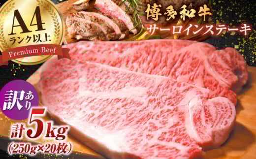 【訳あり】博多和牛 サーロイン ステーキ セット 5kg（250g×20枚）牛肉 贈答用 赤身 国産 広川町 / 株式会社MEAT PLUS [AFBO013]