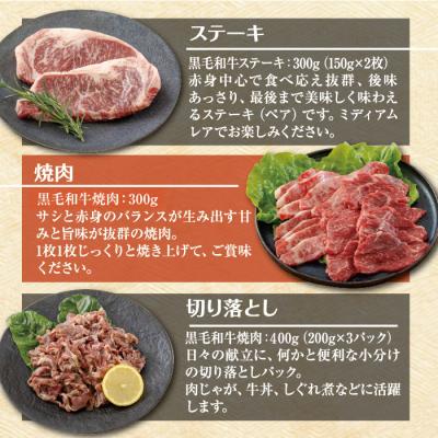 ふるさと納税 高原町 【宮崎県産】黒毛和牛Bセット1kg[ステーキ 焼肉 切り落としの3点セット] TF562 |  | 02