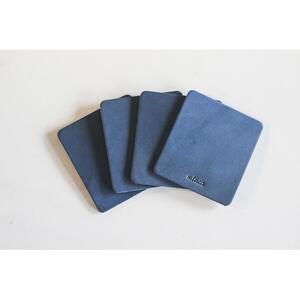 【minca】栃木レザーのコースター4枚セット  自宅、オフィス、キャンプシーンでのカフェタイムに/ブルー　667【日用品 人気 おすすめ 】