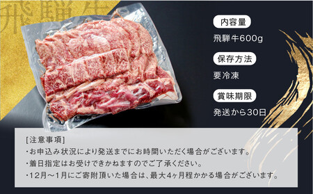 【訳あり】A5 飛騨牛 焼肉 切り落とし600g（冷凍配送）HF045｜訳あり HF045