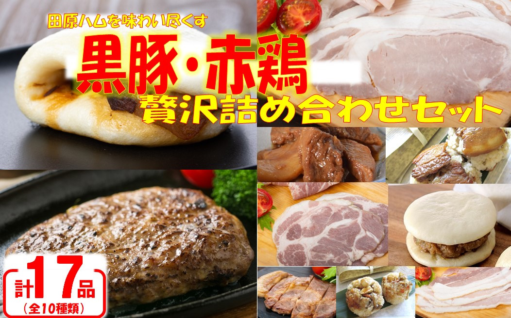 
BS-366 【4月30日まで受付】【季節限定】田原ハム黒豚・赤鶏贅沢詰め合わせセットA 合計1.7㎏
