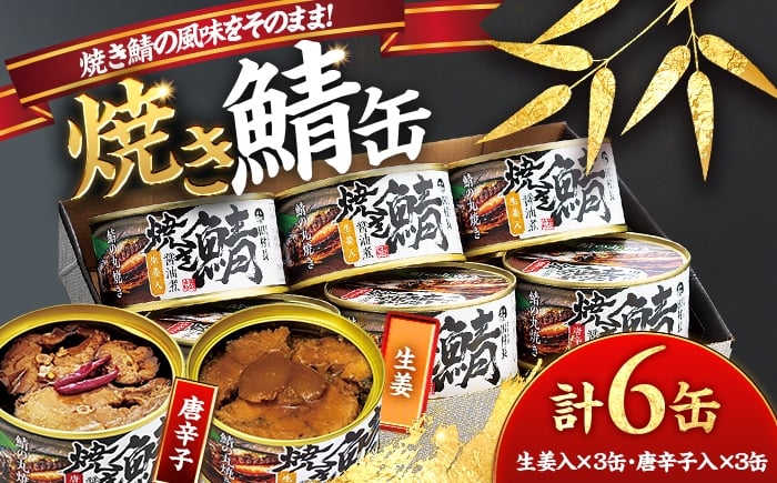 
            焼き鯖の缶詰詰合せ 6缶入(生姜入×3缶・唐辛子入×3缶) 小浜市 / 田村長 [BFBV006]
          