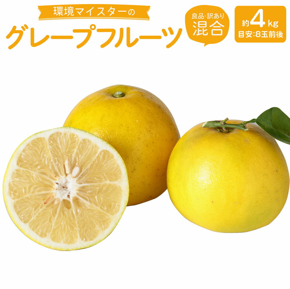 【ふるさと納税】環境マイスターのグレープフルーツ 良品 訳あり 混合 約4kg 8玉前後 栽培期間中 無肥料 無農薬 グレープフルーツ フルーツ 果物 国産 九州産 熊本県産 冷蔵 送料無料【2026年3月下旬‐5月下旬迄順次発送予定】