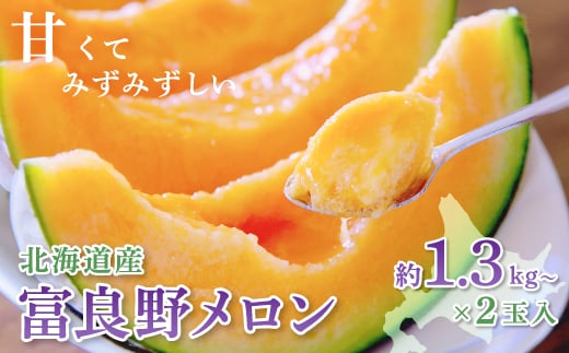 ＜2026年発送　先行受付＞富良野メロン(赤肉)化粧箱と品種お任せ約1.3kg～2玉入_ メロン 富良野メロン 赤肉 フルーツ 果物 くだもの ふるーつ 青果 セット 食べ比べ 詰合せ ギフト 贈答 国産 北海道 富良野 人気 おすすめ 送料無料 化粧箱 甘い 2玉 【1405985】