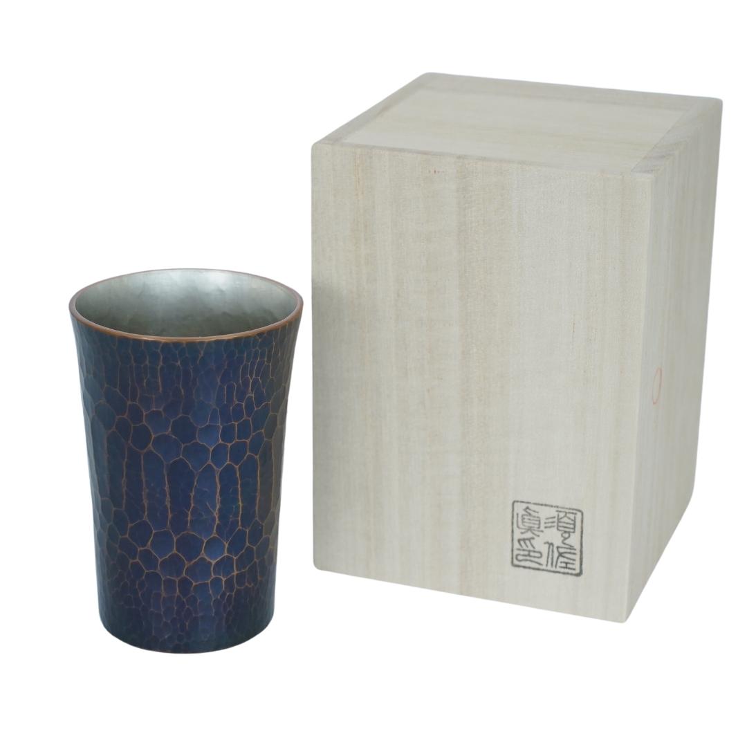 【ふるさと納税】 鎚起銅器 ミニタンブラー パイソン・侘青(わびあお) 130cc 130ml 鎚起銅器 燕三条製 伝統工芸 日本工芸 金工 伝統着色 一点物 職人手作り プレゼント ギフト お祝い 敬老【107S003】