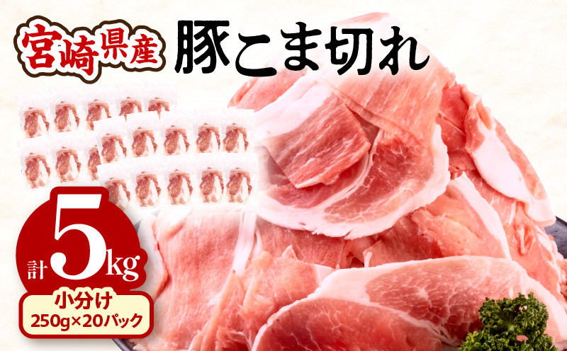 
宮崎県産 豚こま切れ (250g×20パック) 合計5kg【豚肉 小分け 小間切れ】_M201-013
