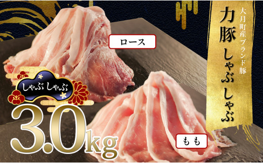 
【高知県 大月町産ブランド豚】力豚しゃぶしゃぶ3kgセット
