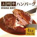 【ふるさと納税】【174】上州牛ハンバーグ 4kg（200g×20個）