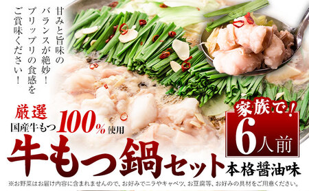 もつ鍋 福岡 もつ鍋 鍋 国産牛小腸100％使用 牛もつ鍋セット 6人前（2人前×3セット） 本格醤油味《30日以内出荷(土日祝除く)》 牛もつ ちゃんぽん麺 唐辛子 ニンニク セット 博多 国産 ヤマタカ醤油 鞍手町