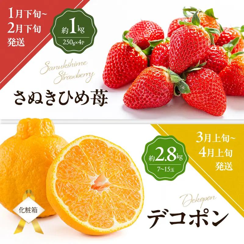 「生活応援企画！」讃岐のフルーツ6回定期便【A】【さぬきひめ苺】【デコポン】【桃】【さぬきゴールドキウイ】【香緑キウイ】【小原紅(さぬき紅みかん) 】