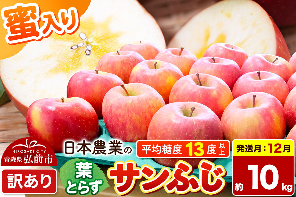 【26年12月発送】りんご 葉とらずサンふじ 【訳あり】 約10kg 蜜入り 平均糖度13度以上 青森県産 [りんご 林檎 アップル 産地直送 葉とらず サンふじ 訳あり 自宅用 家庭用 果物 フルー